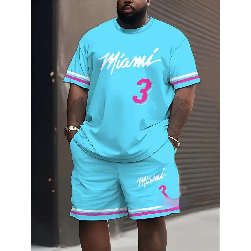 Men's Creative Casual 3d Printed T-shirt Shorts Two-piece Suit null