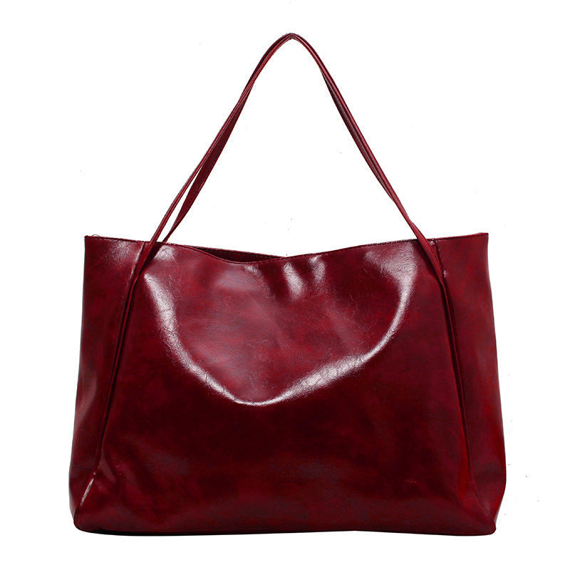 Vintage Women's Tote Bag Athletic Casual Fashion Large Capacity Leather Shoulder Bag Shopper Harajuku Simple Handbag null
