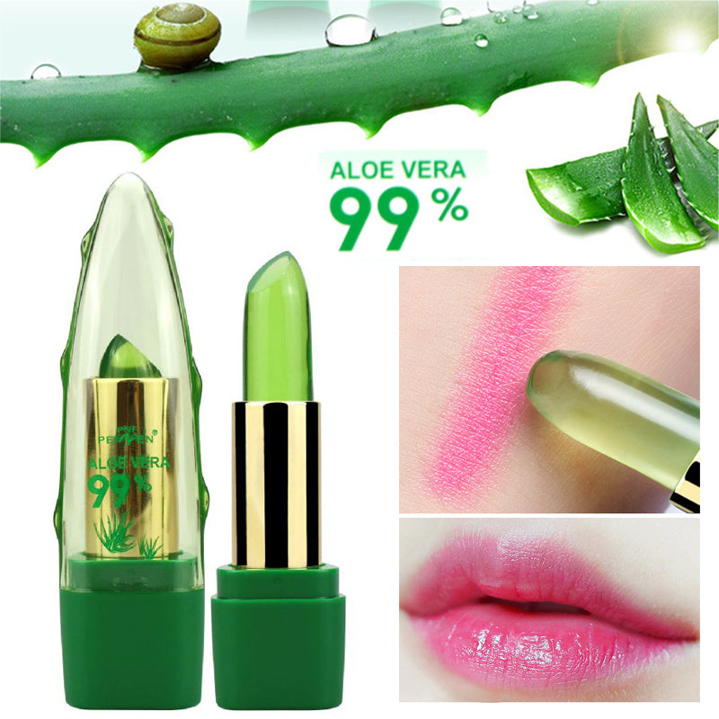 Aloe Vera Gel Color Changing Lipstick Gloss  Moisturizer Anti-drying Desalination Fine-grain Lip Blam Care null