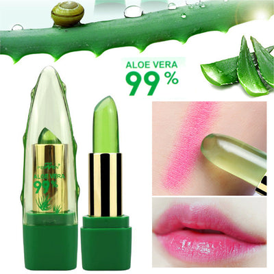 Aloe Vera Gel Color Changing Lipstick Gloss  Moisturizer Anti-drying Desalination Fine-grain Lip Blam Care null