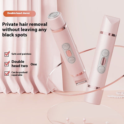 Dual-Head Electric Shaver Painless Women's Epilator Bikini Hair Removal Device Automatic Hair Trimmer Underarm Facial Lips Leg null