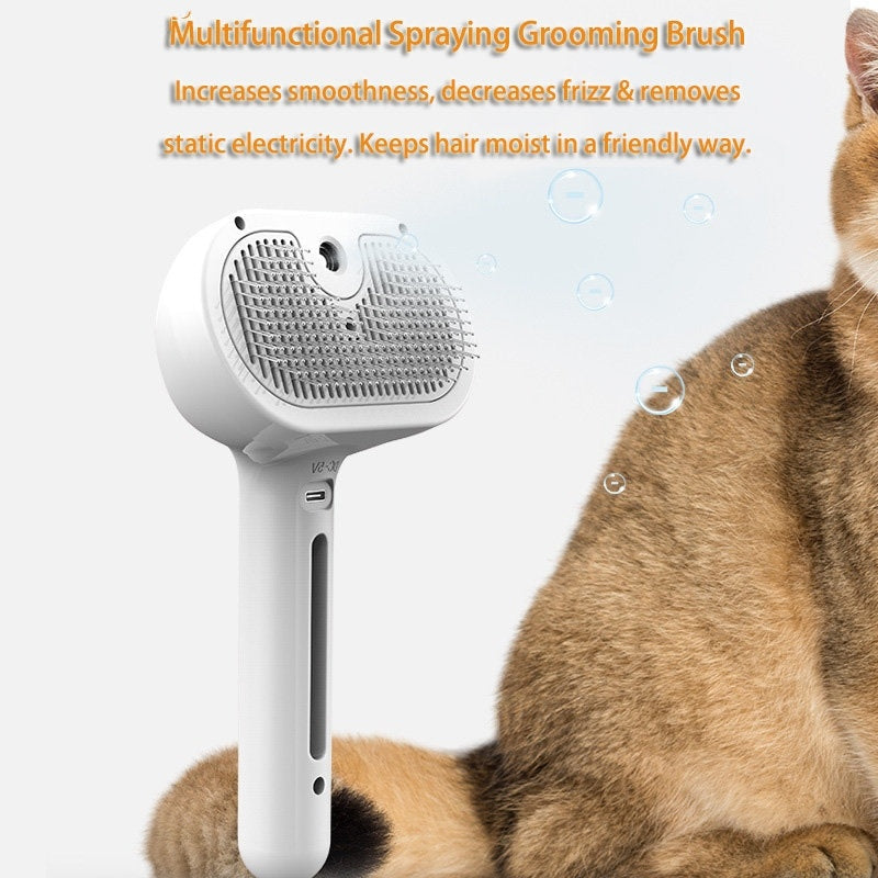 Pet Comb Self Cleaning Pets Hair Remover Brush For Dogs Grooming Tools Dematting Comb Built-in Mist Humidifier Pet Products null