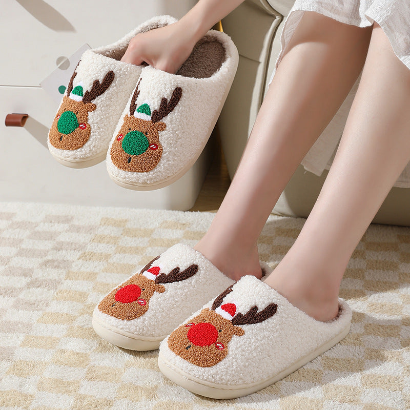 Christmas Shoes Winter Home Slippers Elk Soft Cozy Bedroom Slipper Slip On House Shoes null