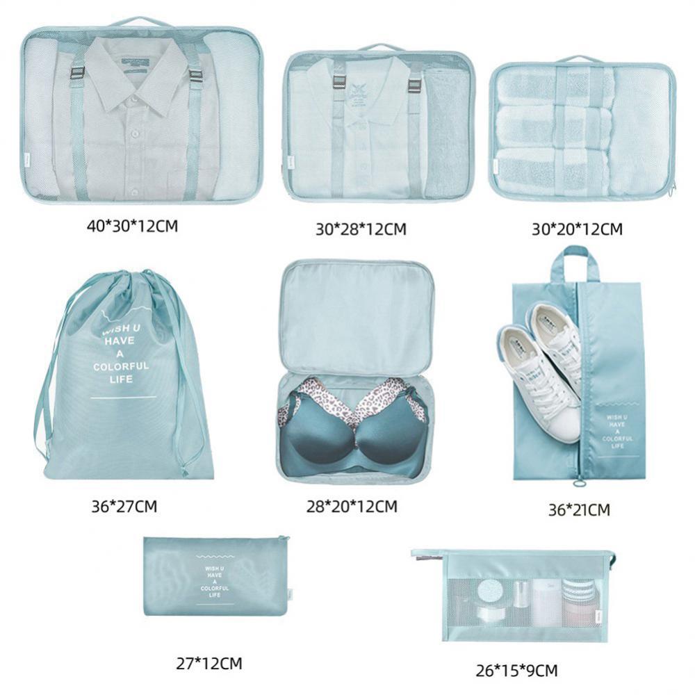 8-piece Set Luggage Divider Bag Travel Storage Clothes Underwear Shoes Organizer Packing Cube Bag null