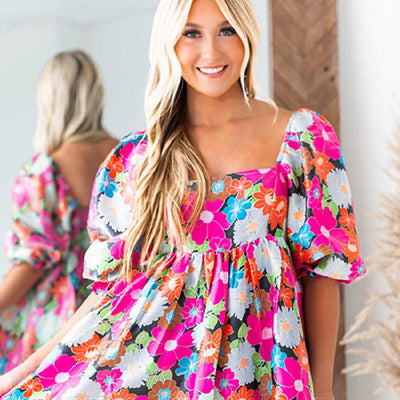 Summer New Holiday Puff Sleeve Dress Women null