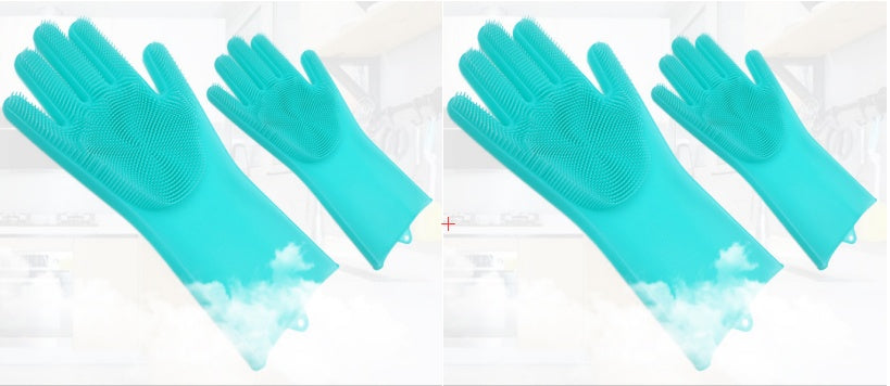 Silicone Heat-resistant Cleaning Brush Scrubbing Gloves null