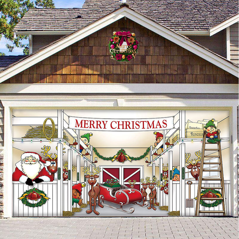 Christmas Background Hanging Cloth Garage Door Patch Holiday Party null