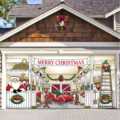 Christmas Background Hanging Cloth Garage Door Patch Holiday Party null