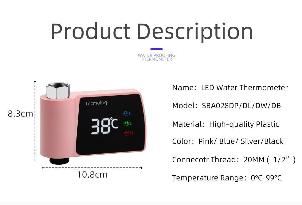 Plastic Visual Shower Faucet No Power Consumption Water Thermometer Bath null