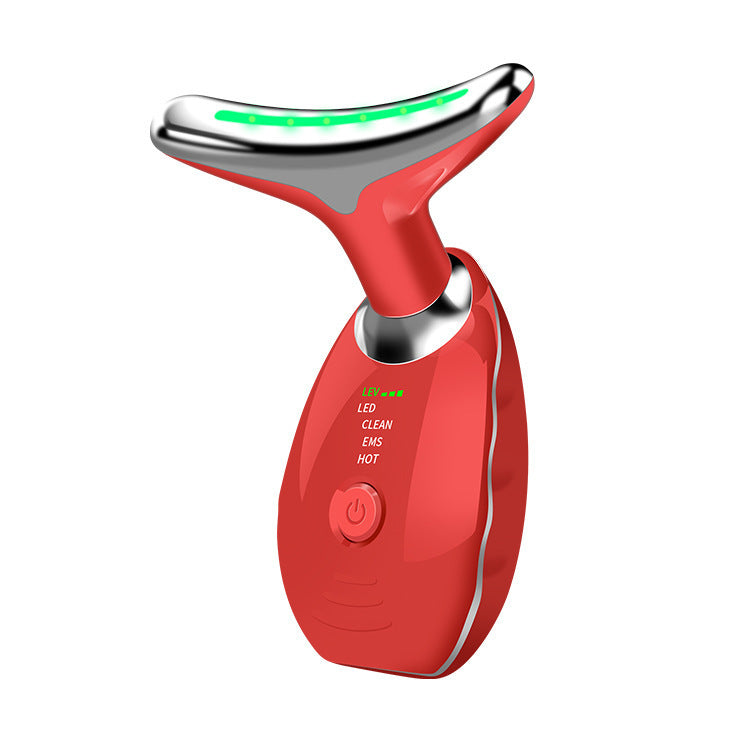 Neck Face Beauty Device Colorful LED Photon Therapy Skin Tighten Reduce Double Chin Anti Wrinkle Remove Lifting Massager null