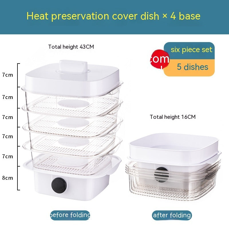 Multi-layer Dish Cover Heat Preservation Kitchen Cover Dining Table Leftover Storage Box Transparent Stack Cooking Hood Steamer null