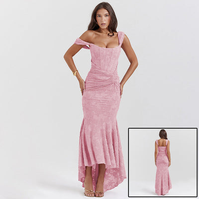 Mozision Off-shoulder Backless Sexy Evening Dress For Women Purple Sleeveless Strapless Ruched Bodycon Club Party Dress null
