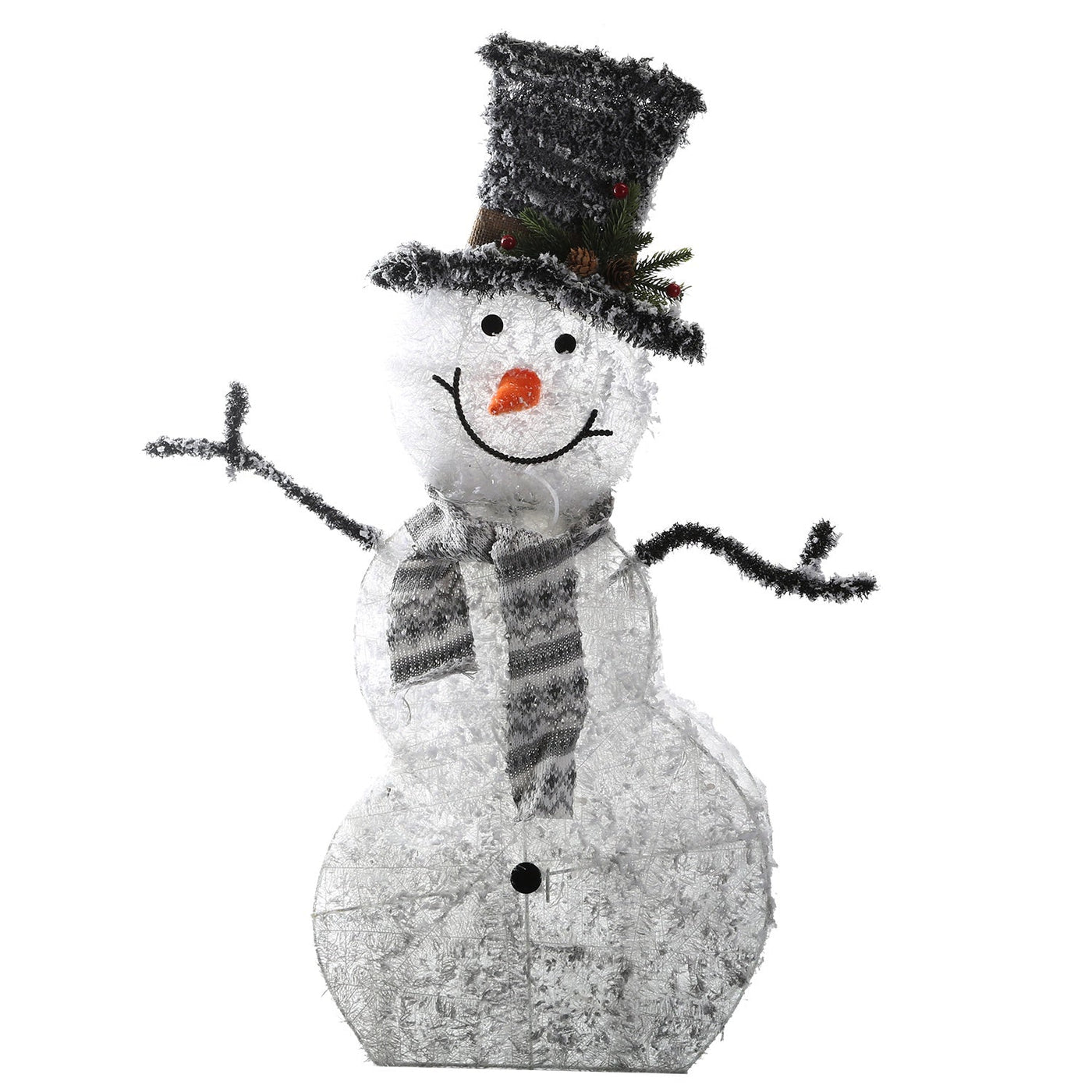 1Pc LED Christmas Snowman Decoration Light Collapsible Battery Operated Lighted Snowman Indoor Outdoor Garden Light With Removable Hands Scarf null