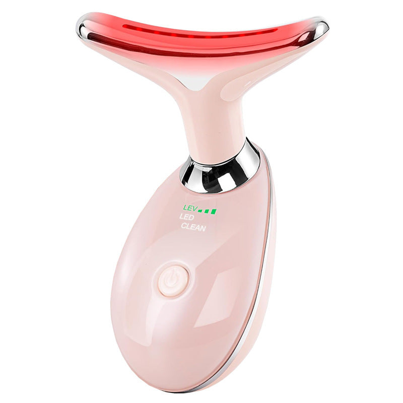 Neck Face Beauty Device Colorful LED Photon Therapy Skin Tighten Reduce Double Chin Anti Wrinkle Remove Lifting Massager null