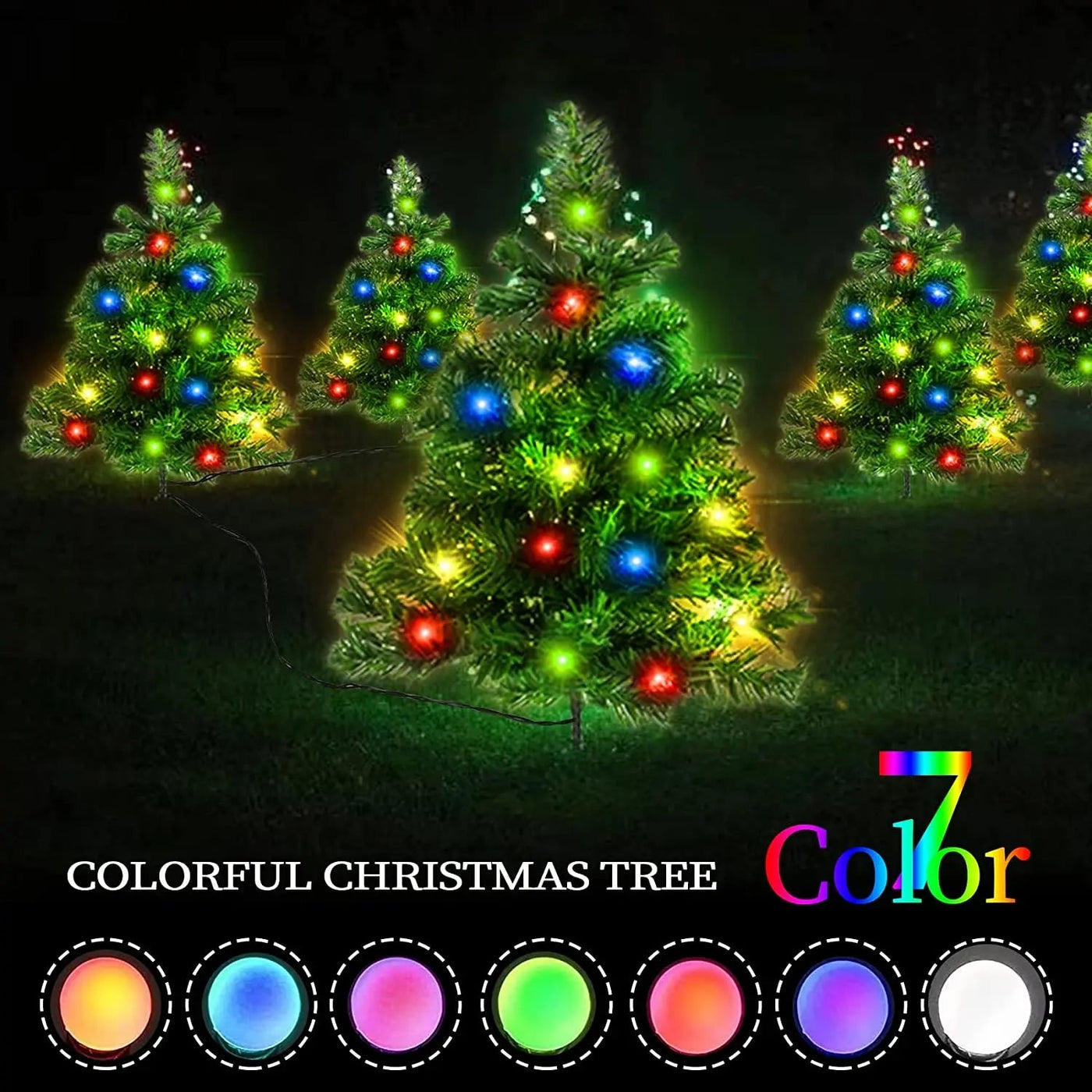 2 Packs Solar Christmas Tree, Solar Powered Pathway Christmas Tree With Multicolored LED Lights, So null
