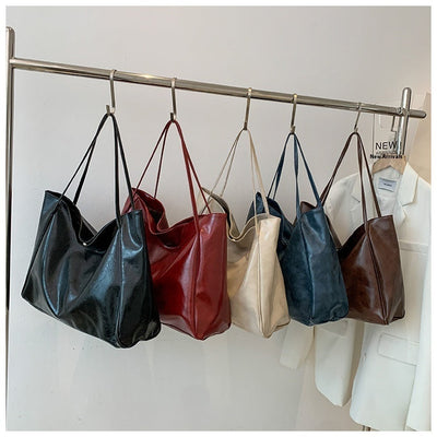 Vintage Women's Tote Bag Athletic Casual Fashion Large Capacity Leather Shoulder Bag Shopper Harajuku Simple Handbag null