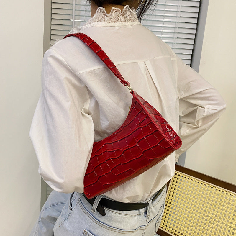 Embossed Underarm Stone Pattern Candy Color Shoulder Bag null