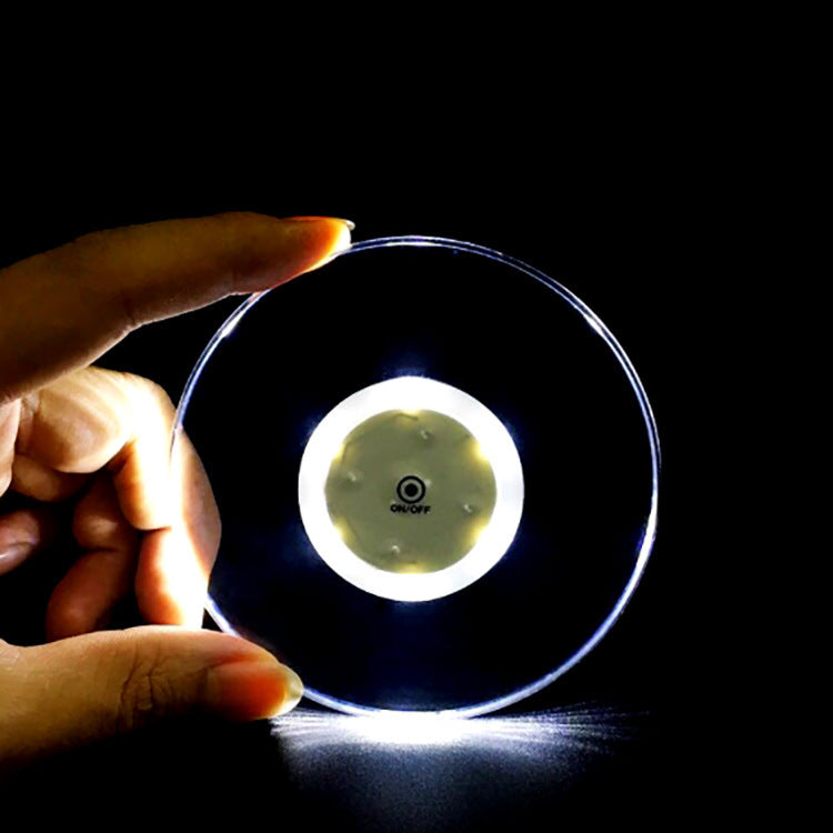 LED Glow Coaster Acrylic Crystal Emitting Luminous Bar Cocktail Mug Stand Light Coasters Flashing Base Tableware Decoration Pads null