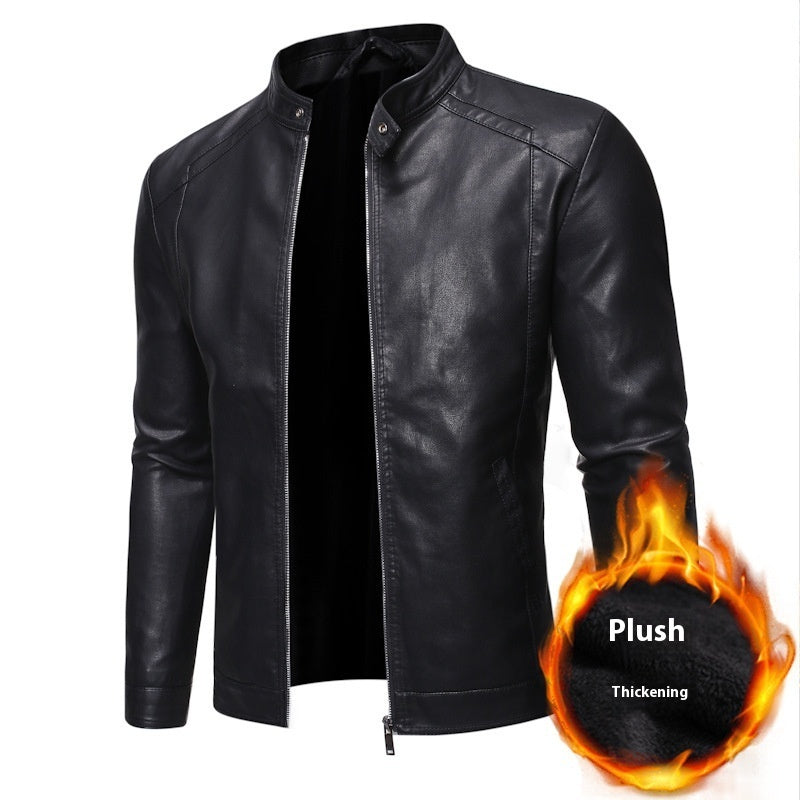 Men's Slim Casual Leather Jacket Motorcycle Jacket null