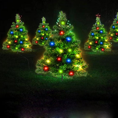 2 Packs Solar Christmas Tree, Solar Powered Pathway Christmas Tree With Multicolored LED Lights, So null