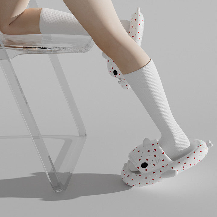 Lovers Shark Slippers Heart Print Shoes Women Men null