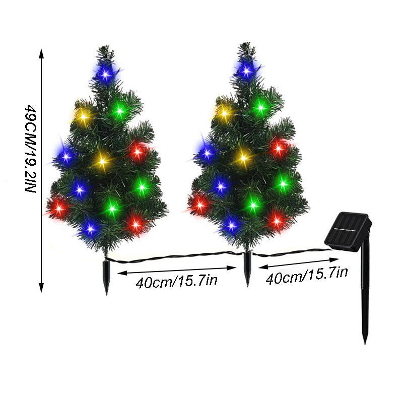 2 Packs Solar Christmas Tree, Solar Powered Pathway Christmas Tree With Multicolored LED Lights, So null