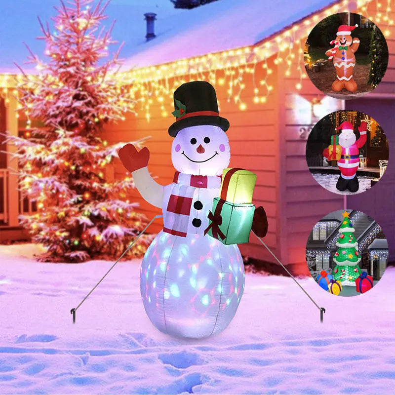 Christmas LED Lights Glowing Santa Tree Snowman Inflatable Doll Outdoor Yard Garden Decor null