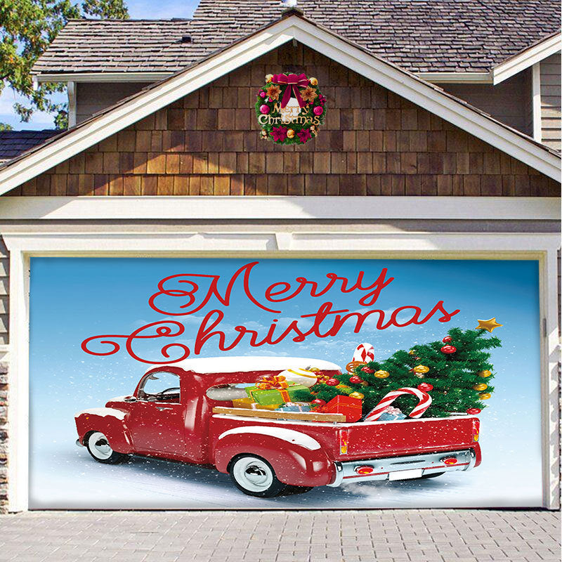 Christmas Background Hanging Cloth Garage Door Patch Holiday Party null