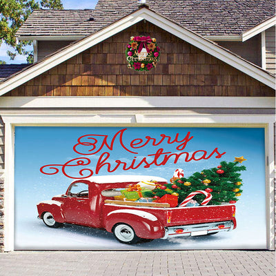 Christmas Background Hanging Cloth Garage Door Patch Holiday Party null