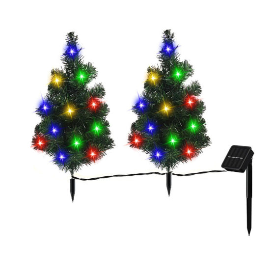 2 Packs Solar Christmas Tree, Solar Powered Pathway Christmas Tree With Multicolored LED Lights, So null