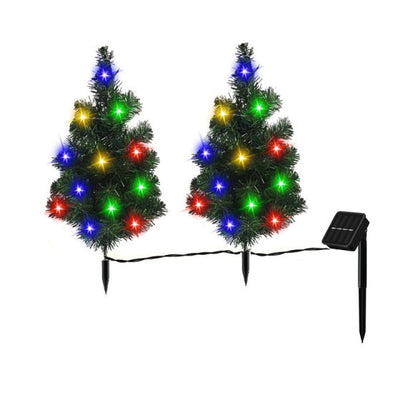 2 Packs Solar Christmas Tree, Solar Powered Pathway Christmas Tree With Multicolored LED Lights, So null
