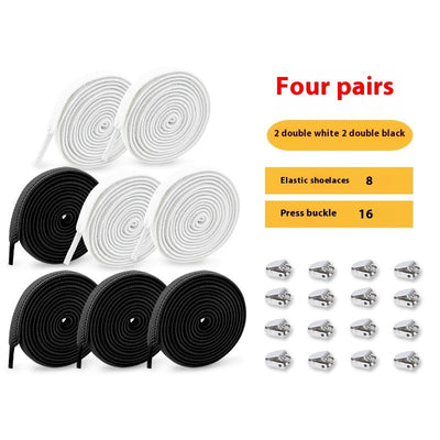 Shoelace For Lazy People Lace-free Rope Elastic Children's Flat Buckle Tie-free White Shoes Men's And Women's Fixed White null