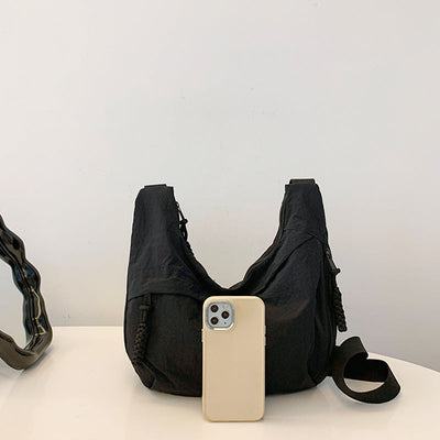 Washed Wrinkled Nylon Shoulder Travel Messenger Bag null