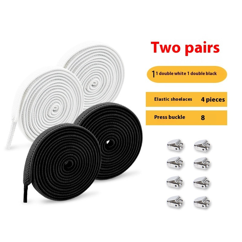 Shoelace For Lazy People Lace-free Rope Elastic Children's Flat Buckle Tie-free White Shoes Men's And Women's Fixed White null