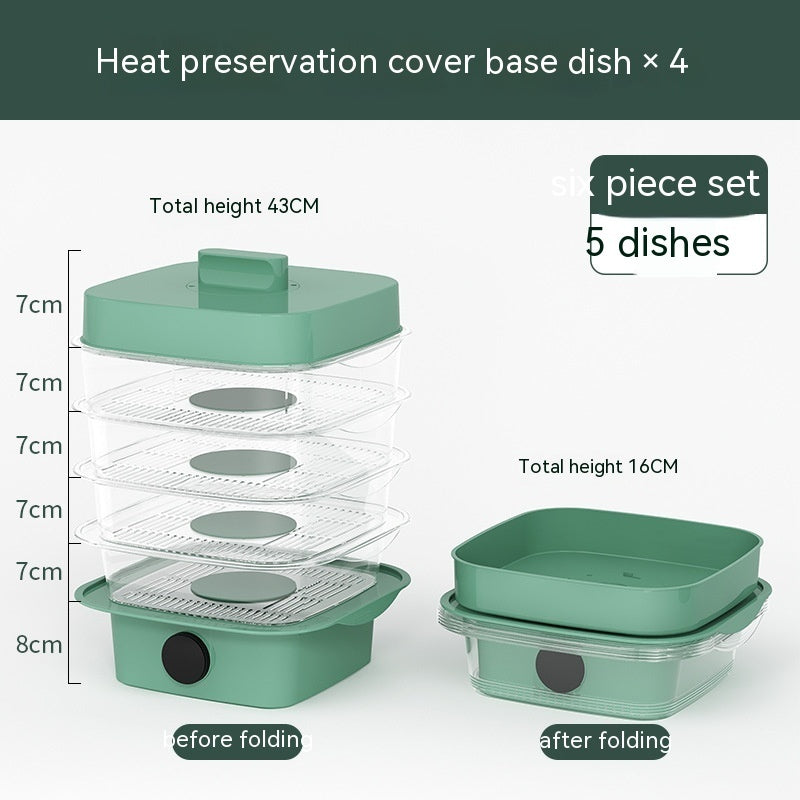 Multi-layer Dish Cover Heat Preservation Kitchen Cover Dining Table Leftover Storage Box Transparent Stack Cooking Hood Steamer null