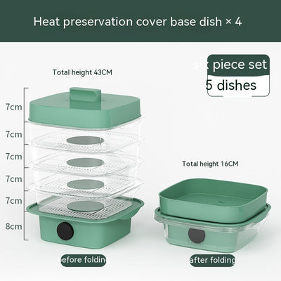 Multi-layer Dish Cover Heat Preservation Kitchen Cover Dining Table Leftover Storage Box Transparent Stack Cooking Hood Steamer null