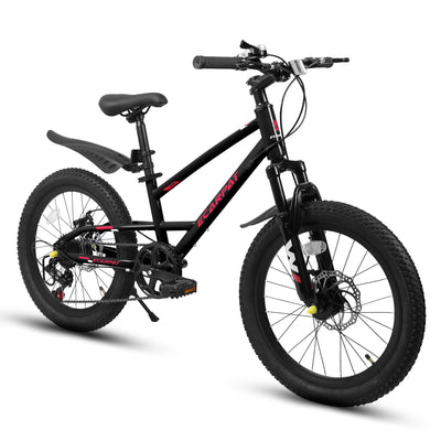 A20184 20 Inch Mountain Kids Bike For Boys & Girls, Ages 6-12, 7-Speed With Front Suspension null