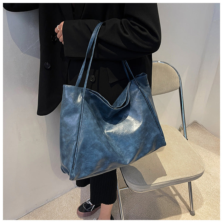 Vintage Women's Tote Bag Athletic Casual Fashion Large Capacity Leather Shoulder Bag Shopper Harajuku Simple Handbag null