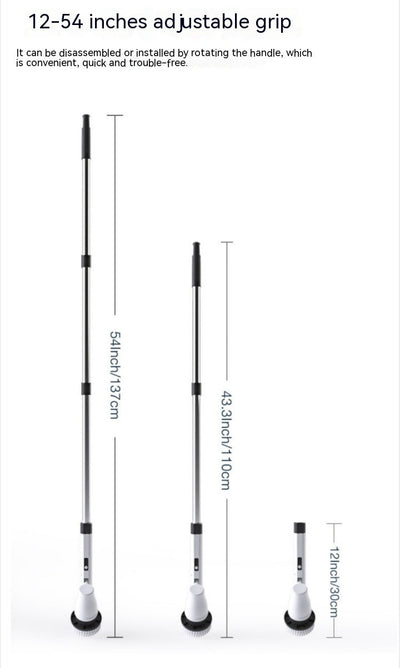 7-in-1 Wireless Cleaning Brush Long Handle Retractable Bathroom Toilet Floor Electric Brush null