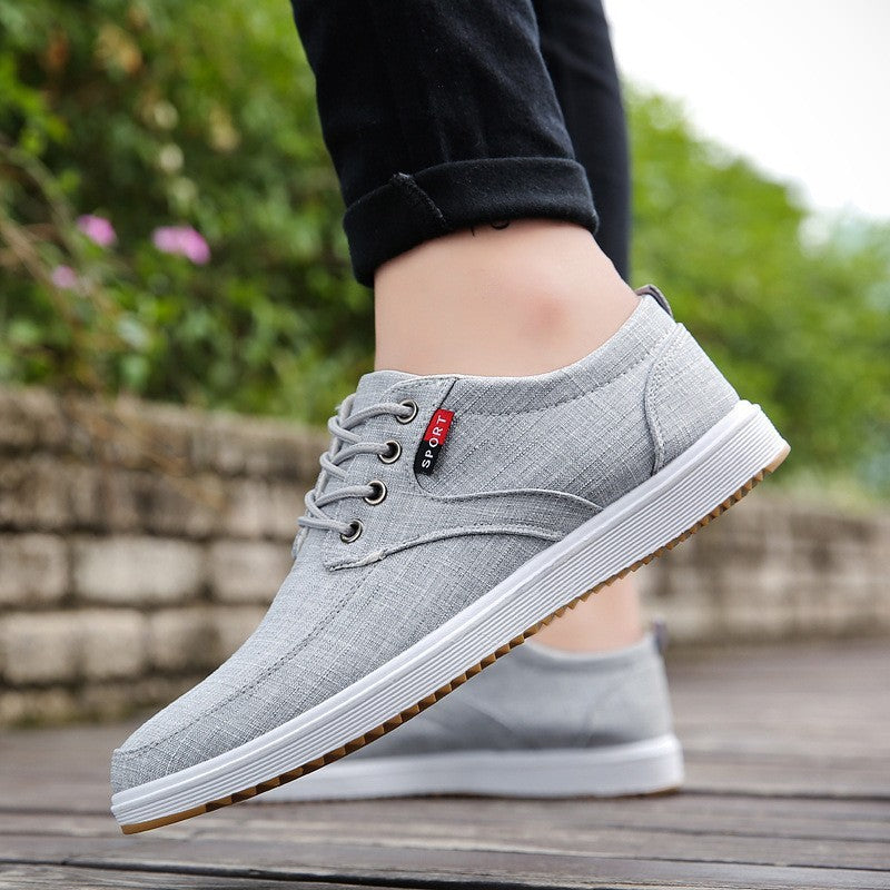 Men's Lace-up Canvas Shoes Casual Men Breathable Walking Flats Shoes null