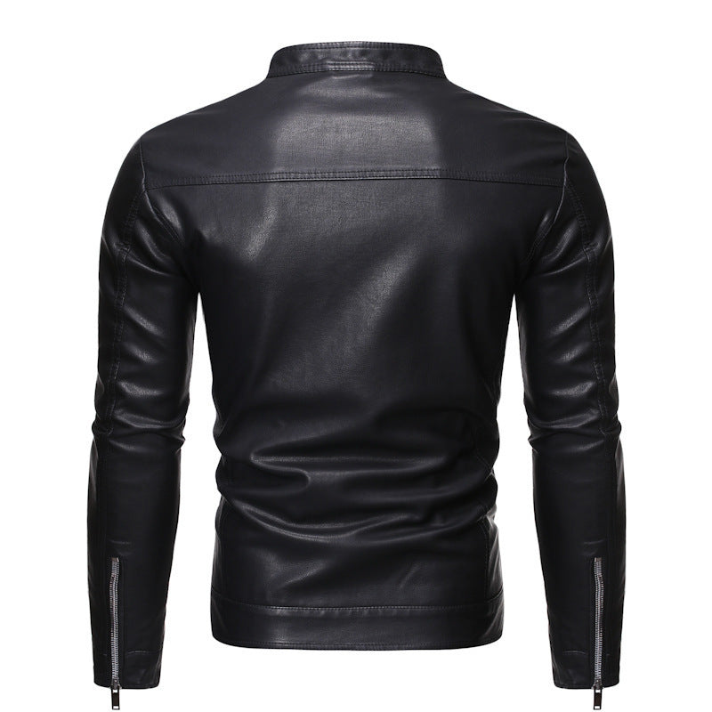 Men's Slim Casual Leather Jacket Motorcycle Jacket null