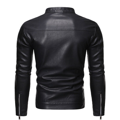 Men's Slim Casual Leather Jacket Motorcycle Jacket null