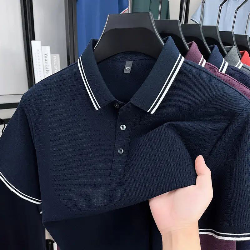 Summer Lapel Mercerized Cotton T-shirt Loose Breathable null