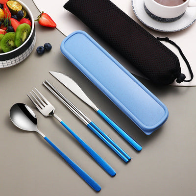 304 Dinnerware Set Flatware Kitchen Accessories Camping Travel Sets Gold Knife Fork Spoon Portable Cutlery Sets With Case null