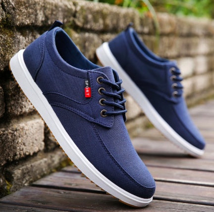 Men's Lace-up Canvas Shoes Casual Men Breathable Walking Flats Shoes null