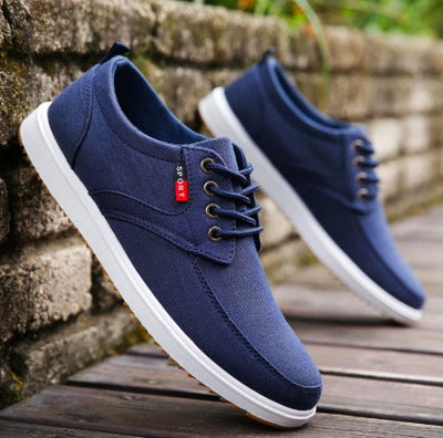 Men's Lace-up Canvas Shoes Casual Men Breathable Walking Flats Shoes null