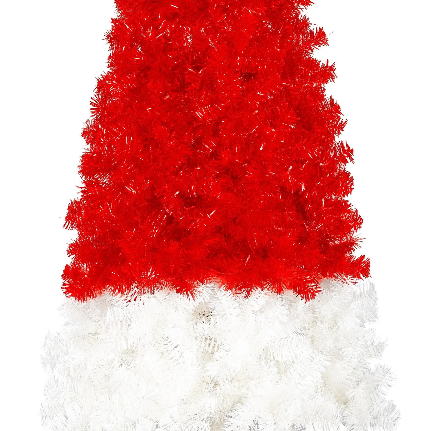 6FT Artificial Christmas Tree With LED Light, Santa's Hat Shape Artificial Whimsical Xmas Tree With 1050 Tip, Curved Xmax Tree null