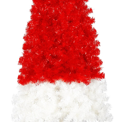 6FT Artificial Christmas Tree With LED Light, Santa's Hat Shape Artificial Whimsical Xmas Tree With 1050 Tip, Curved Xmax Tree null