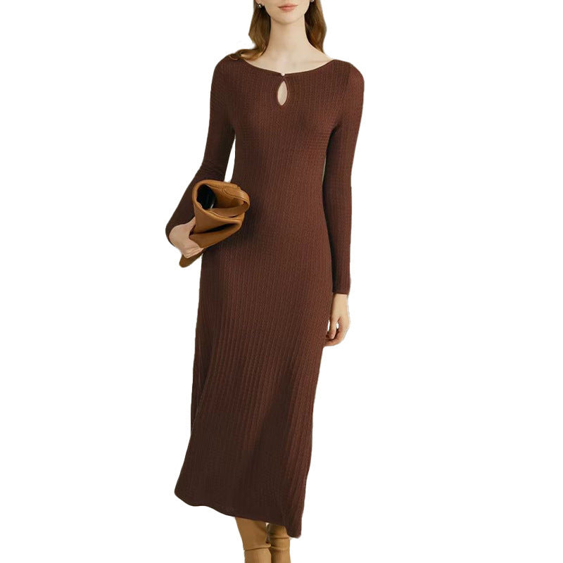 French Water Drop Collar Woolen Skirt Autumn And Winter New Base null