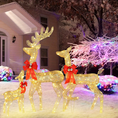Golden Christmas Reindeer Set - 3-Piece Holiday Decoration null